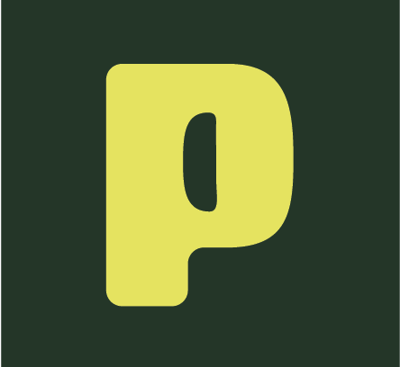 PiCKiE logo with a stylized letter 'P' featuring a pickle shape inside, representing the brand’s focus on pickle juice products.